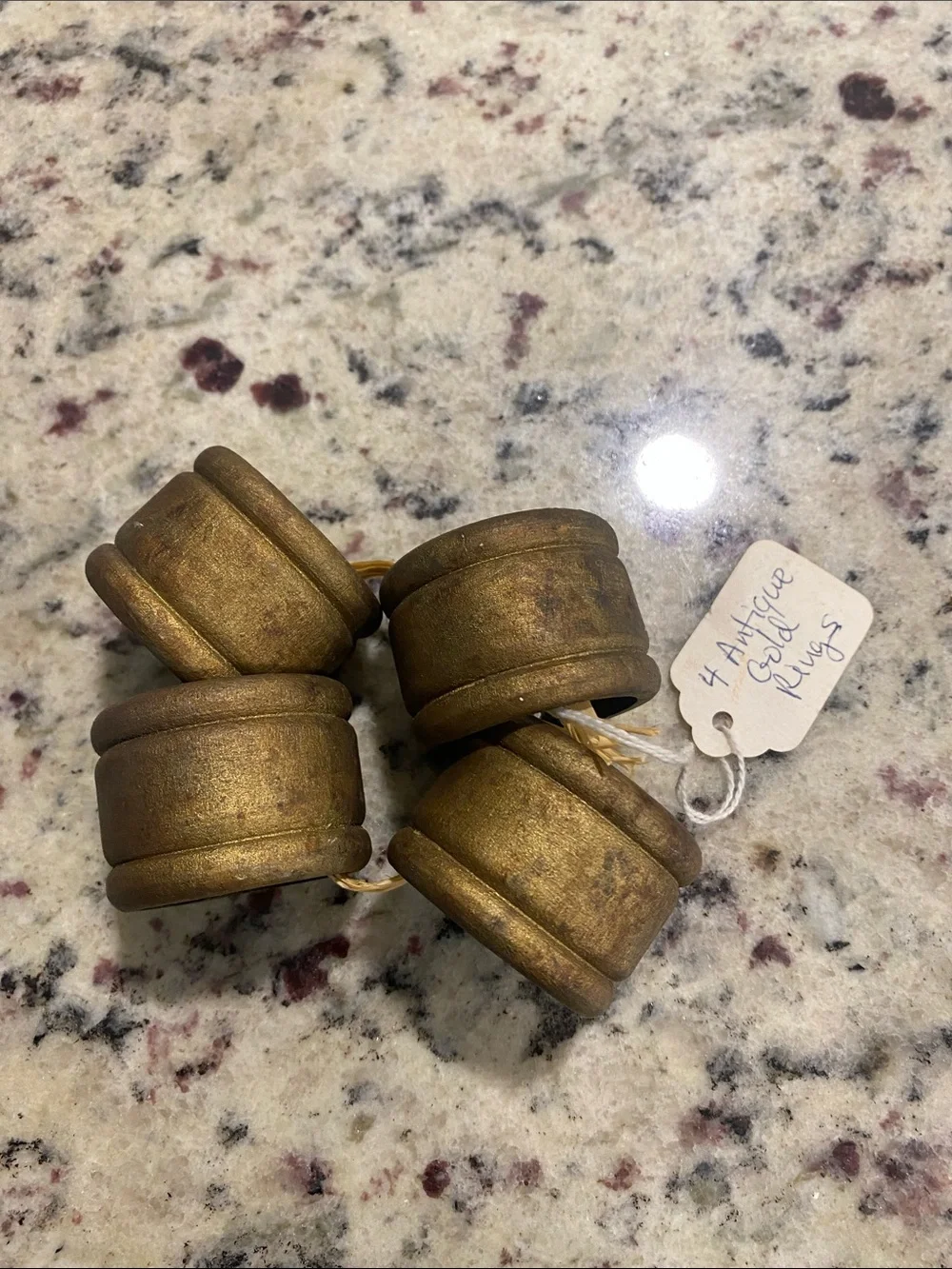 Signed Antique-Style Gold Napkin Rings - Set of 4